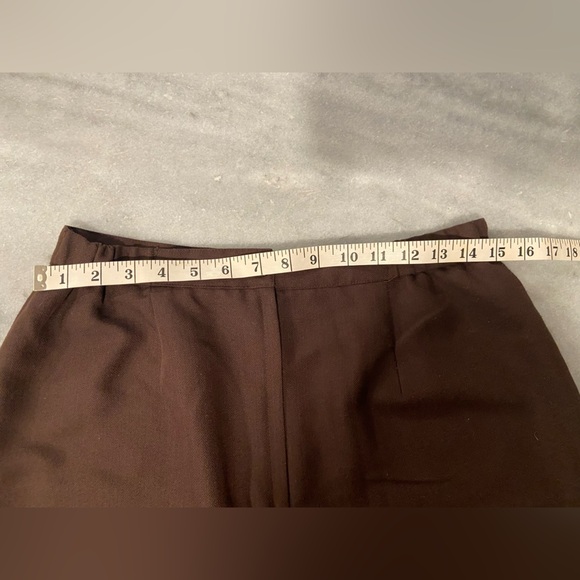 VTG Kathie Lee Size 12 Chocolate Brown Mini Skirt Comfort Waist Front Slit - Picture 6 of 7